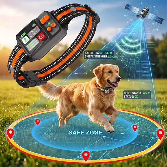 BULIFE GPS Wireless Dog Collar Fence System, Electric Fence for Dogs Adjustable Range 49-6561ft,3 Training Mode,Rechargeable,Waterproof,Pet Containment System