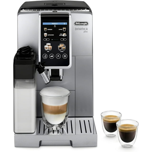 De'Longhi Dinamica Plus Fully Automatic Espresso Machine with 24+ Recipes, Built in Grinder & Automatic Milk Steam Wand with 3 Frother Modes - Brew Personalized Coffee for up to 4 User Profiles