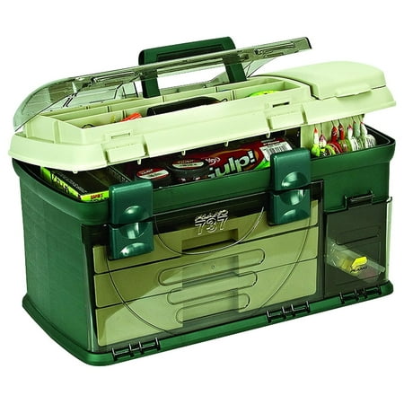 3-Drawer Tackle Box Green Metallic/Beige Premium Tackle Storage Large (737-002)