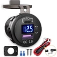 thumbnail image 2 of 36W Dual USB Car Charger Socket with QC3.0 & PD Fast Charging, 12-24V DC Compatible for Vehicle/Truck/Motorcycle, LED Voltmeter, Touch Switch, Waterproof Cover, Overcurrent/Overheat Protection -, 2 of 6