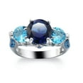 thumbnail image 2 of Rose Red Blue Zircon Band Women's 925 Silver Engagement Wedding Ring Size 6-10, 2 of 4