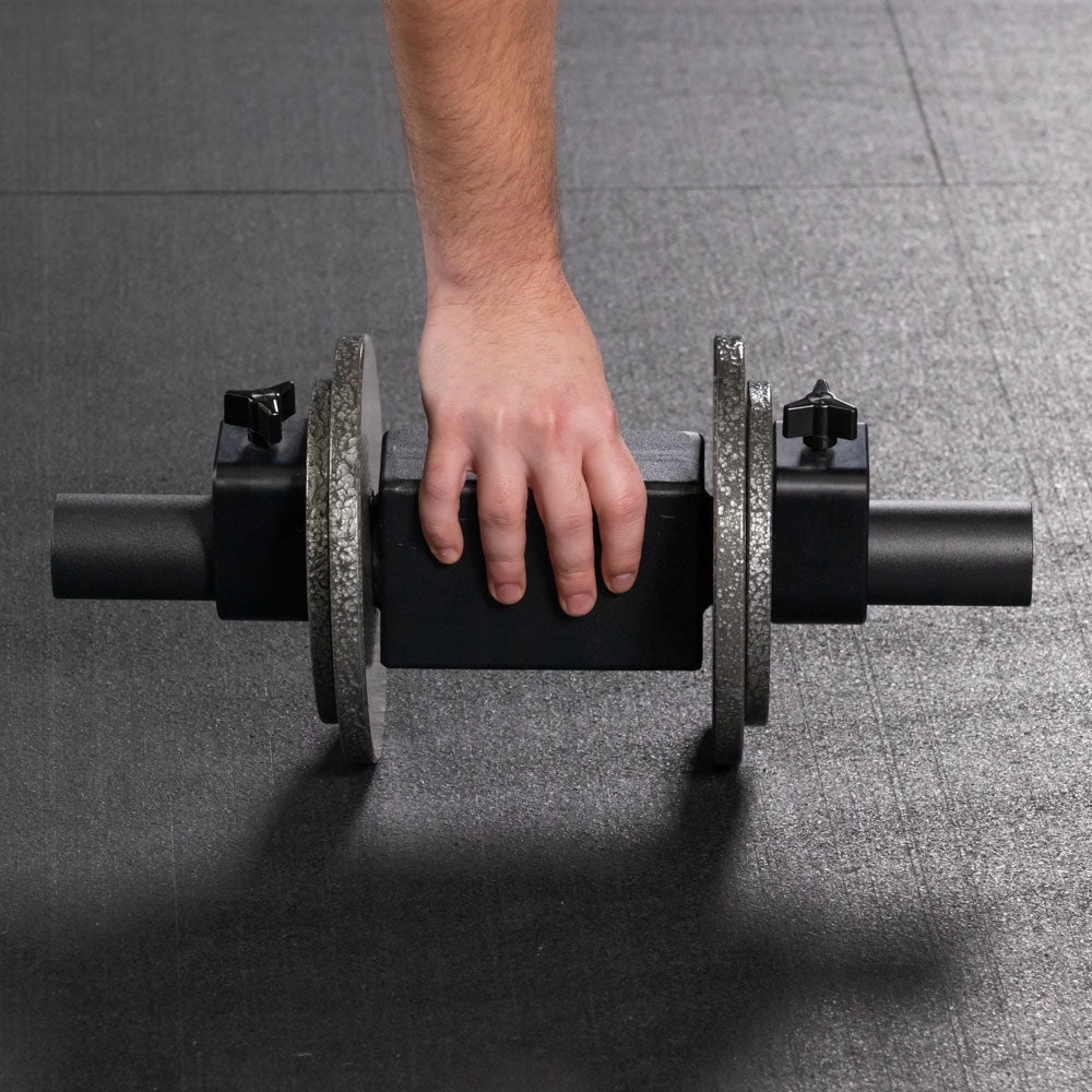 Titan Fitness 18" Beam Pinch Block Dumbbell Handles, Block Weights Sold as a Pair, 5 LB Each, Fits Olympic Plates, For Grip and Pinch Strength Training, Home Gym Dumbbell Movements