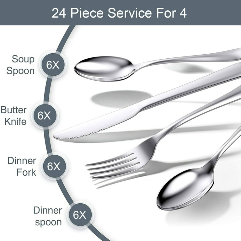 100 Pieces Silverware Set Stainless Steel Flatware Set for 20 Silver Flatware Sets Include Fork Knife Spoon Set, Mirror Finished, Dishwasher Safe