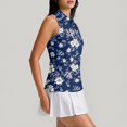 thumbnail image 4 of Womens Golf Shirts Printed Sleeveless Golf Vest Collared Zip Up, Athletic Quick Dry Tank Top for Summer Sports Navy M, 4 of 6