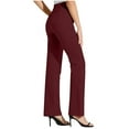 thumbnail image 4 of XFLWAM Womens High Waist Bootcut Dress Work Pants Zip-up Flap Pockets Casual Business Trousers Stretchy Office Slacks Wine Red XL, 4 of 7