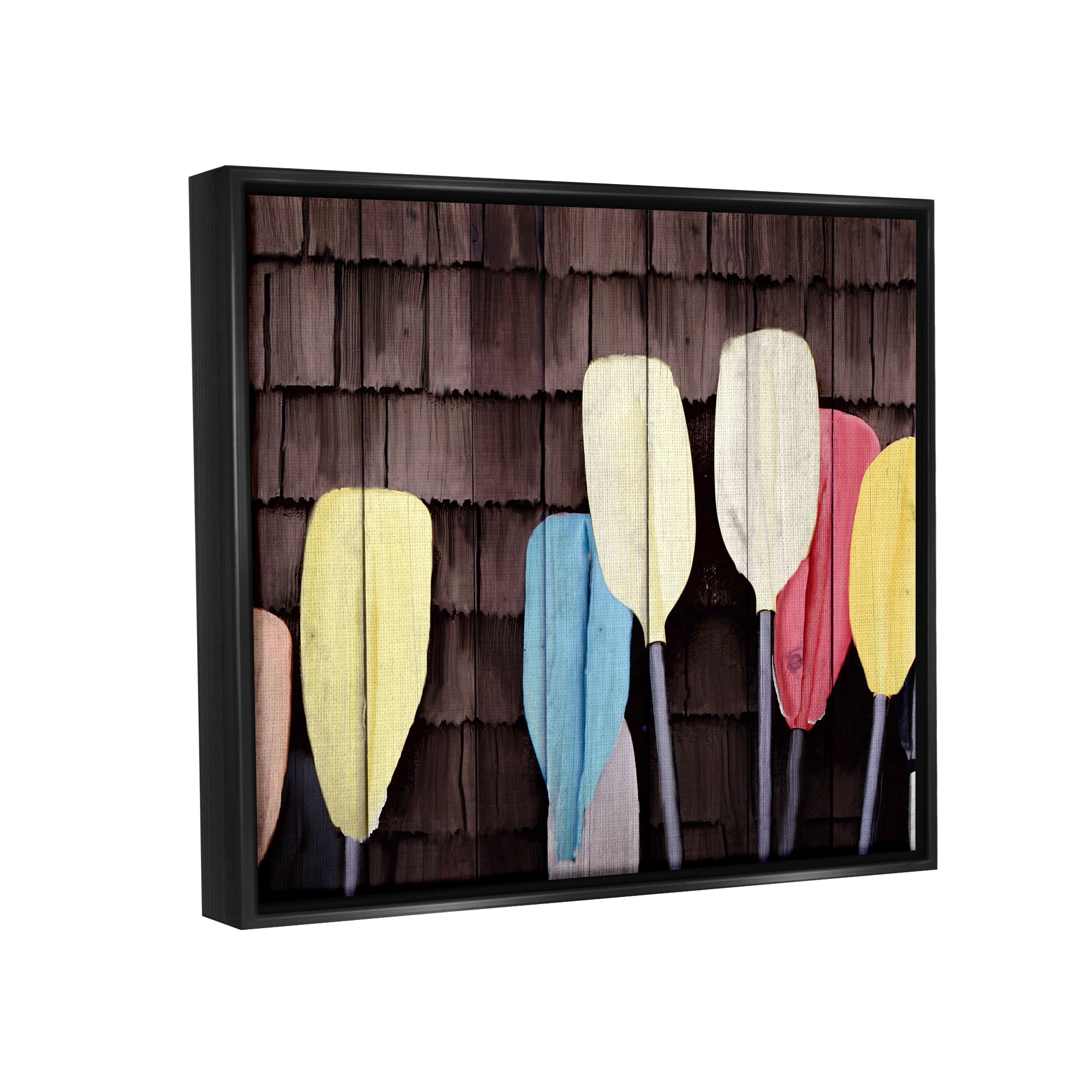 Stupell Industries Rustic Boat Oars Transportation Painting Black Floater Framed Canvas Art Print Wall Art, 31 x 25