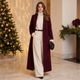 thumbnail image 4 of Rexolia Women's Wool Blend Coat Long Sleeve Notch Lapel Long Trench Fall Winter Office Wine Women, 4 of 7