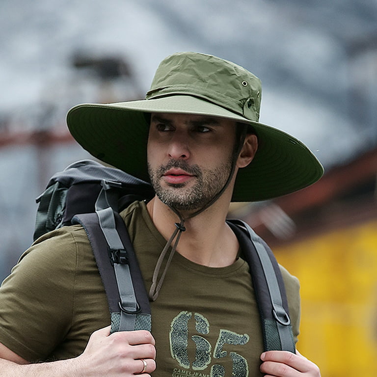 YeekTok UPF 50+ Waterproof Fishing Hat with String Wide Brim Hat for Men  Women Army Green Sun Bucket Hat 