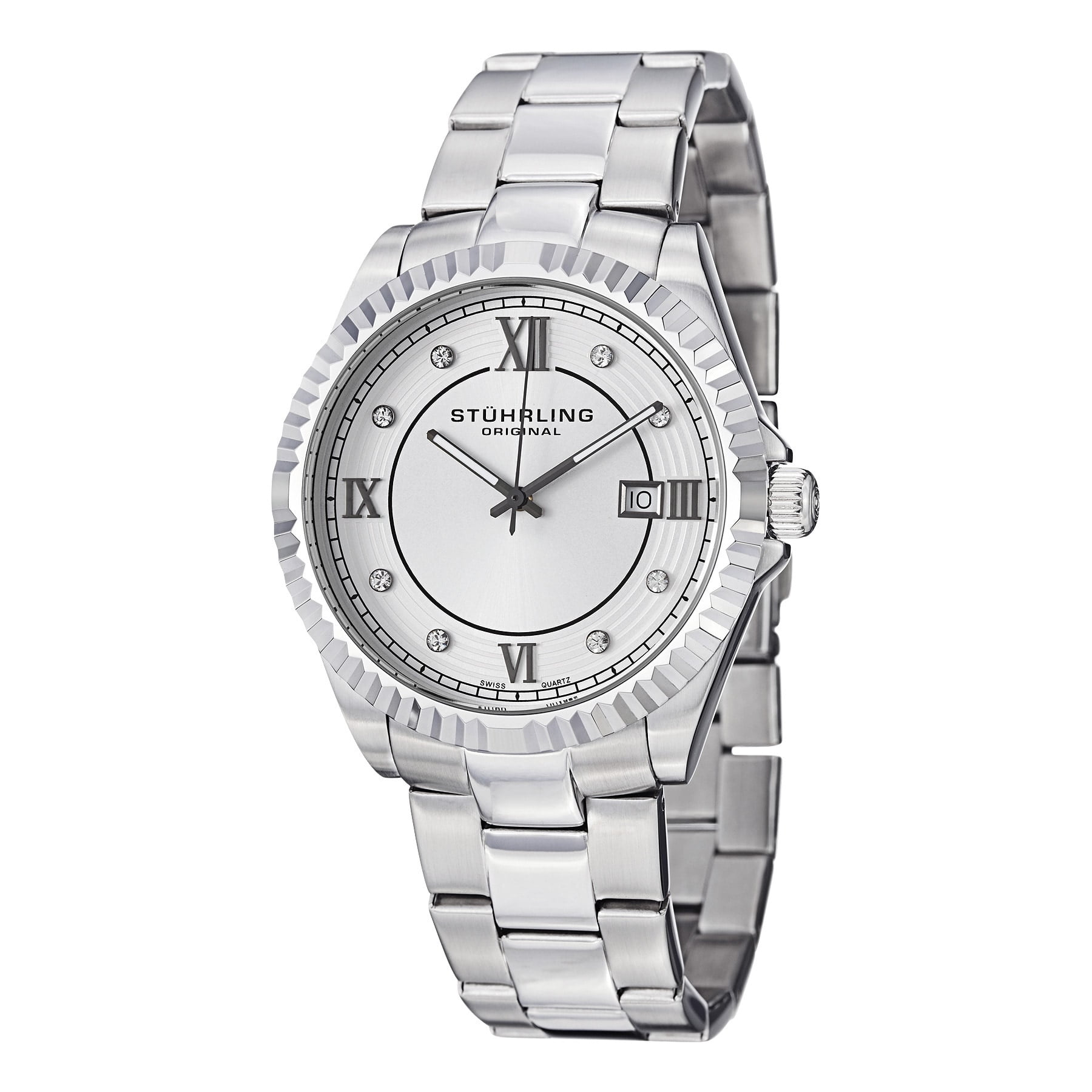 stuhrling original men's gmt stainless steel bracelet watch