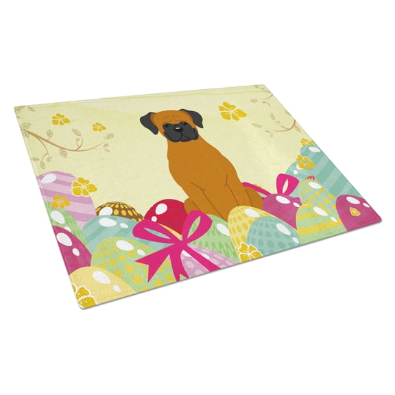 Carolines Treasures BB6115LCB Easter Eggs Fawn Boxer Glass Cutting Board Large, 12H x 16W, multicolor