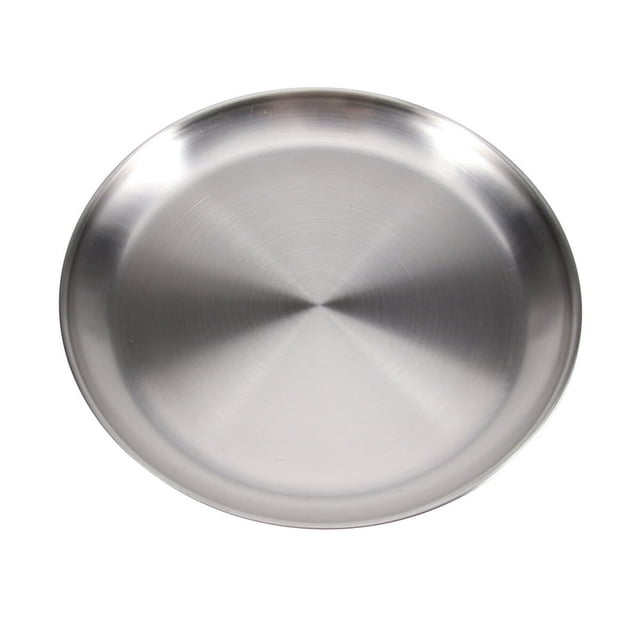 CNKOO Assiette Ronde en Acier Inoxydable 304 20CM Style Coréen Assiette à Fruits Châssis Plat (Argent)