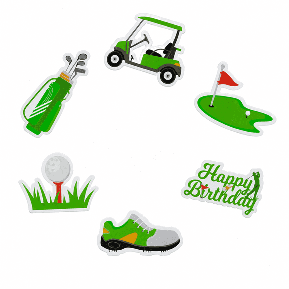 Golf Theme Cake Topper Set 6 Pack 3D Paper Party Decoration for Sports Birthday Dessert Table Display