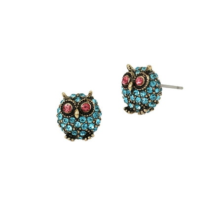 Betsey Johnson Delicates Pave Owl Stud Earrings Delicates Pave Owl Stud Earrings