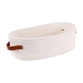 thumbnail image 2 of Cesta de tela de algodón con asas, cesta de almacenamiento, contenedor organizador de baño para el hogar Blanco, 2 of 9