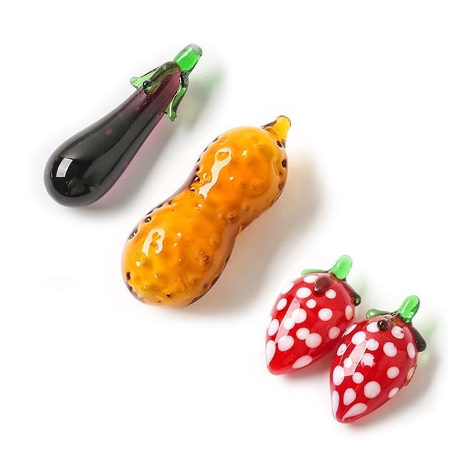 Mini estatuilla de vidrio de simulación de frutas y verduras artificiales de vidrio, para decoración de hogar, oficina, Bar, boda, 3 uds.