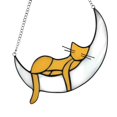 thumbnail image 1 of Oferta por tiempo limitado!Atrapasueños de luz para decoración de gatos, ventana interior, decoración de gato en la luna, colgante de ventana colorido, 1 of 2