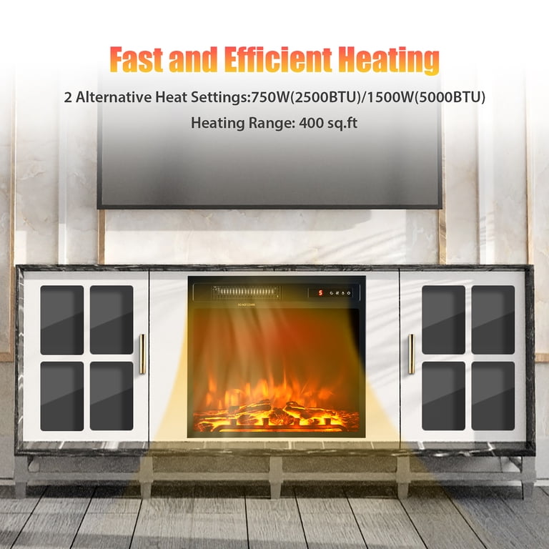 Costway 18''Indoor Electric Fireplace Freestanding u0026 Recessed Heater Log  Flame Remote 1500W - Walmart.com