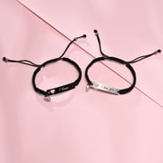 Vnox Magnetic Couples Bracelet, Adjustable Matching Macrame Bracelets, Stainless Steel Distance Relationship Bracelet, BF and GF Gifts