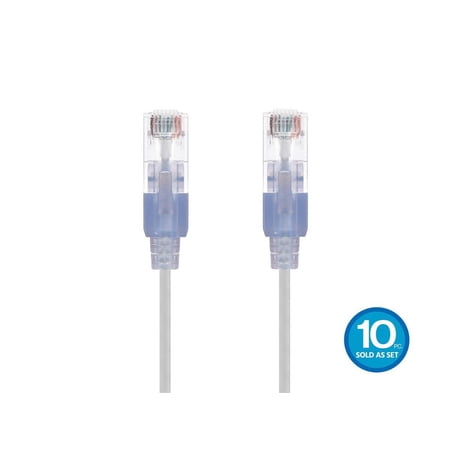 Monoprice SlimRun Cat6A Ethernet Patch Cable - Network Internet Cord - RJ45  Stranded  UTP  Pure Bare Copper Wire  30AWG  6in  White  10-Pack price history on PriceWatchPro