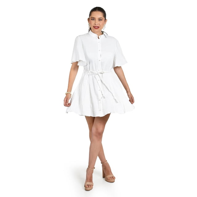 Vestido de manga amplia Roman Fashion /Juvenil, 125890 (Blanco) blanco M