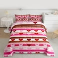 thumbnail image 2 of Castle Fairy Teens Love Heart Print Full Size Comforter Sets,Stripes Bedding Sets, 2 of 8