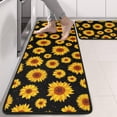 thumbnail image 2 of Kitchen Rugs Sets Of 2,Black Small Sunflower Pattern Anti Fatigue Kitchen Mat Rugs Non Slip Washable,Decorative Kitchen Floor Mats for Kitchen,Sink,Laundry,17"x47"+17"x47", 2 of 5