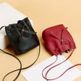 thumbnail image 3 of Women Bucket Bag Solid Color Faux Leather Large Capacity Drawstring Casual Waterproof Ladies Crossbody Bag Purse Daily Life, 3 of 10
