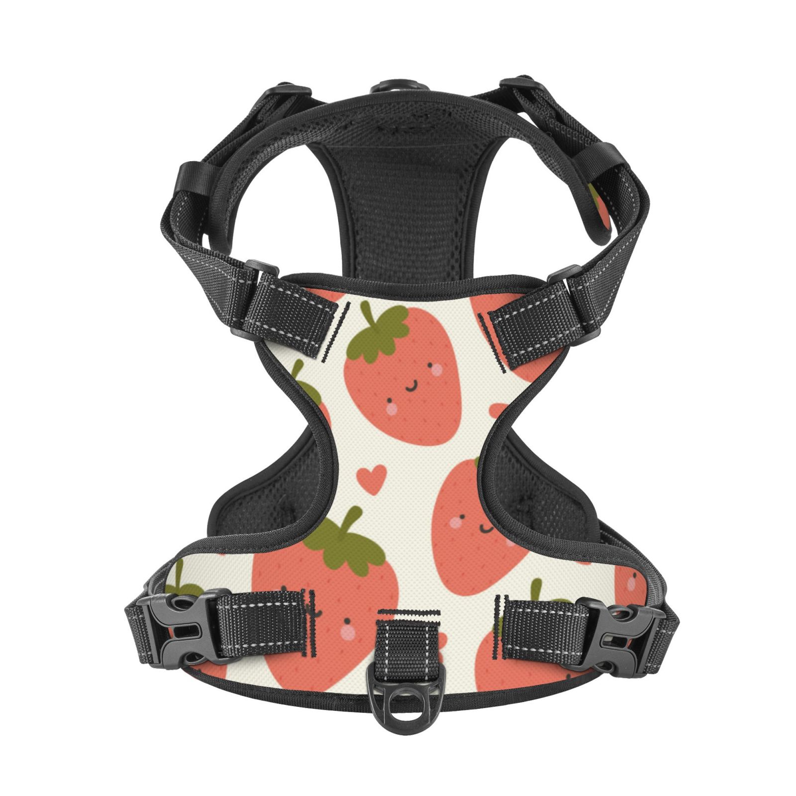 Kdxio Hand Drawn Strawberry Print No Pull Dog Harness Adjustable Reflective Oxford Easy Control Medium Large Dog Harness for Training and Everyday-Small