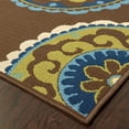 thumbnail image 4 of 2' X 4' Brown and Green Floral Medallion Indoor Outdoor Area Rug, 4 of 5