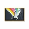 thumbnail image 1 of Guitar Wall Art with Frame, Colorful Stripes Flowing Out of an Electric Instrument Rock and Roll, Printed Fabric Poster for Bathroom Living Room, 35" x 23", Charcoal Grey Multicolor, by Ambesonne, 1 of 2