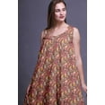 thumbnail image 4 of Bimba Dark Rose Brown2 Feather Artistic Sleeveless Night Gown For Womens Cotton Printed Nightwear Ladies Sleepwear Small, 4 of 6