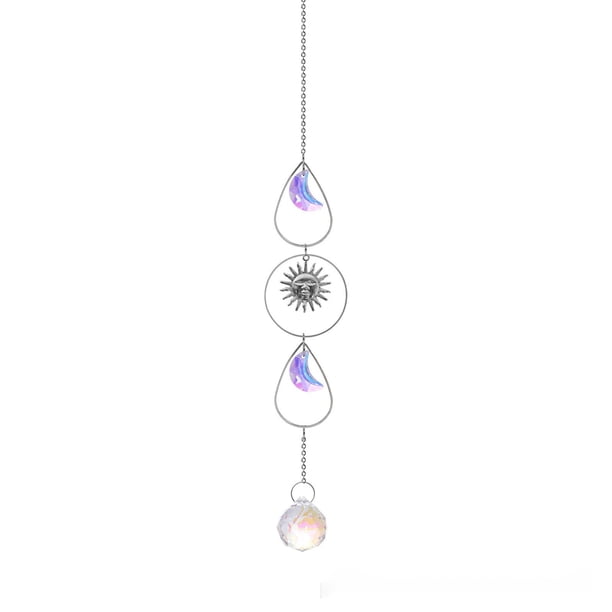Sunshine Catcher Gardening Crafts Bedroom Decoration Silvers Pointed Beads Star Double Heart 5-piece Set Crystal Pendant