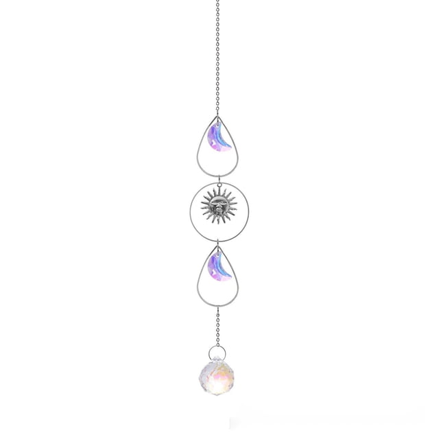 Colgante de Cristal Atrapasol Xiying - Juego de 5 Piezas con Diseño de Estrella y Corazón Doble, Cuentas Puntiagudas Plateadas para Jardinería, Manualidades y Decoración de Ventanas de Dormitorios