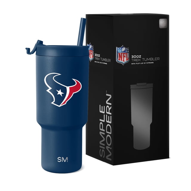 Vaso Simple Modern NFL Houston Texans de 900 ml con tapa abatible