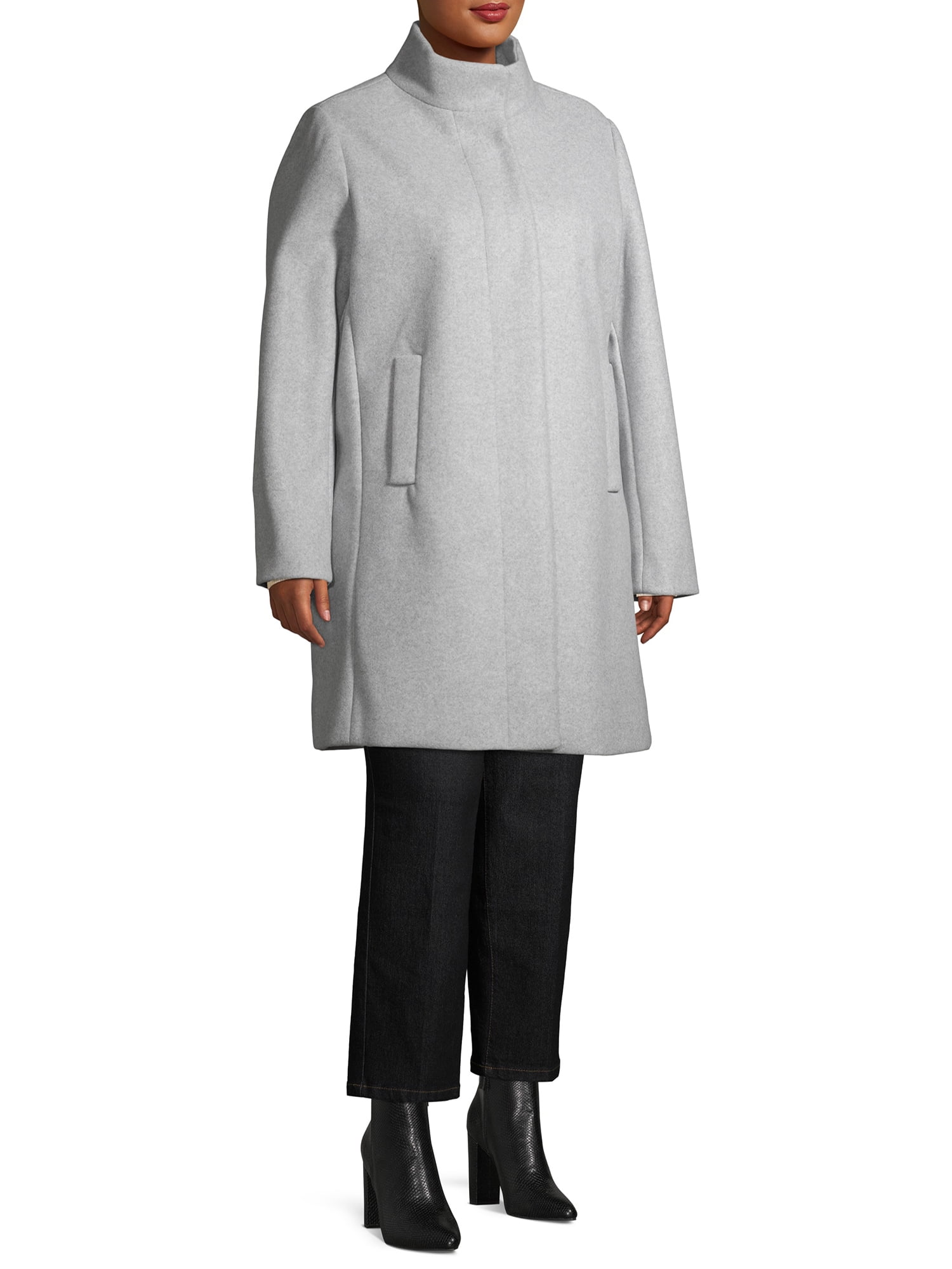 plus size funnel neck coat