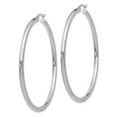thumbnail image 2 of Real 14kt White Gold Polished 3mm Lightweight Tube Hoop Earrings; for Adults and Teens; for Women and Men, 2 of 3