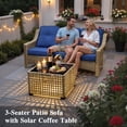 thumbnail image 4 of Ovios 5 Pieces Outdoor Patio Furniture Set High-Back Rattan Wicker Conversation Set Outdoor Sectional with Swivel Chairs & Solar Light Coffee Table, Navy Blue, 4 of 12