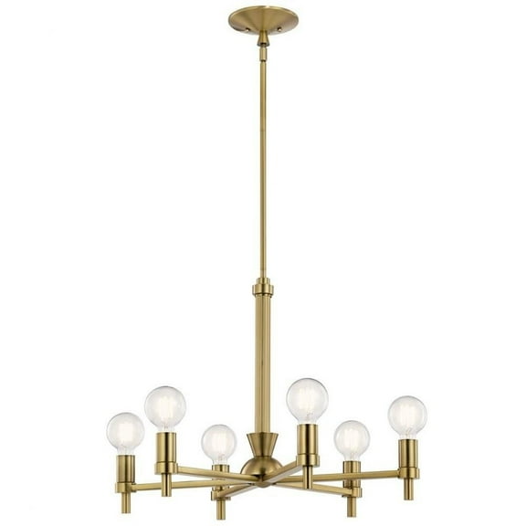6 Light Medium Chandelier in Art Deco Style-19.5 inches Tall and 25 inches Wide-Brushed Natural Brass Finish Bailey Street Home 147-Bel-4436011