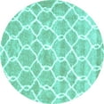 thumbnail image 1 of Ahgly Company Machine Washable Indoor Round Trellis Turquoise Blue Modern Area Rugs, 6' Round, 1 of 4