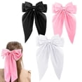 thumbnail image 6 of LQQBOX 3Pcs Hair Bow Clips for Women Girls Silky Satin Bow Hair Clips Hair Ribbon with Long Tail Cute Oversized Hair Clips Soft Big Hair Barrettes Hair Accessories (White Black Pink), 6 of 7