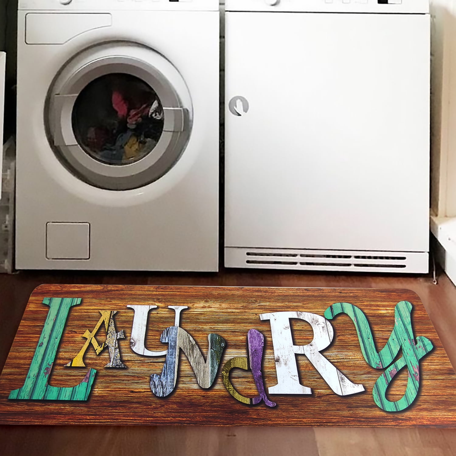 LANPEI Laundry Room Rug 20"x48" for Washer and Dryer Non Skid Rug Anti Fatigue Cushioned Laundry Floor Mats Comfy Laundry Runner Carpet Foam Mat for Kitchen Washroom Bathroom Farmhouse
