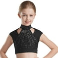 thumbnail image 5 of TiaoBug Kids Girls 2 Piece Dance Outfits Sleeveless Crop Top and Shorts Gymnastic Set Black 14, 5 of 6