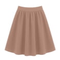 thumbnail image 2 of Knee Length Long Skorts for Girl Plain Uniform Skirts with Built in Shorts Modest Dressy Skirts for Girls (Coffee 120/6Y), 2 of 4