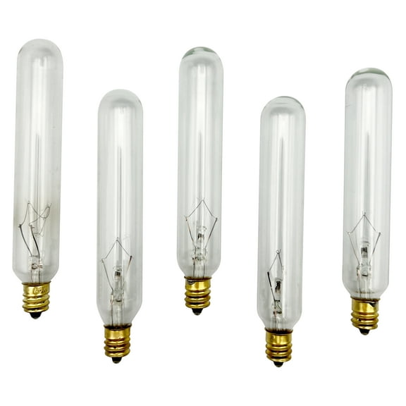National Artcraft® 5" Long - 25W Tubular Light Bulb with Candelabra Base - for Crafts, Hobbies and Art Display Applications (Pkg/5)