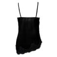 thumbnail image 5 of Women's Spaghetti Strap Satin Silk Camisole Trendy Deep V Neck Lace Tank Tops Summer Sleeveless Irregular Hem Cami Tshirts Z01_Black S, 5 of 5