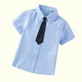 thumbnail image 6 of Elainilye Fashion Toddler Boys Short Sleeve Blouse Solid Color Gentleman's School Uniform Shirt Tie Suit Sizes 3-14Y,Blue, 6 of 6