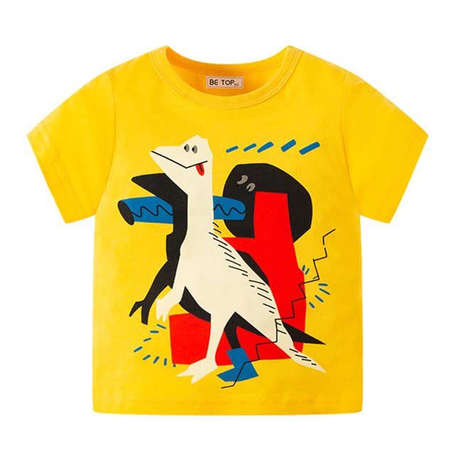 Gibobby Camisas De Vestir Niños pequeños bebés niños niñas verano dibujos animados dinosaurio manga corta cuello redondo camisetas Tops ropa para niños trajes(Amarillo, 3-4 Años)