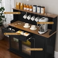 thumbnail image 5 of CBJCBJ 48“ Modern Wood Kitchen Pantry Cabinet with Coffee Bar, Drawer & Microwave Stand,Black, 5 of 11