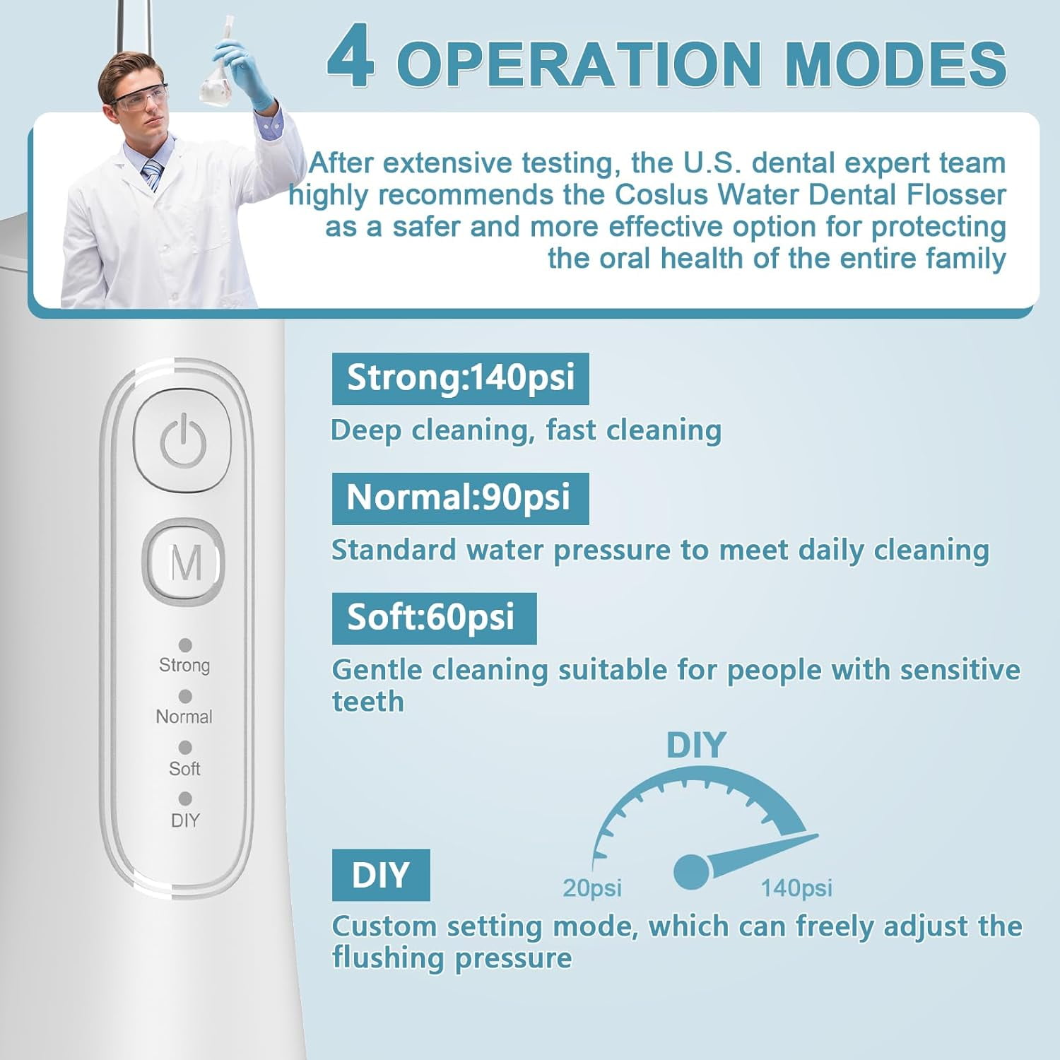 Water Flosser for Teeth Cordless: 260ML Portable Oral Irrigator with DIY Strength for Daily Oral and Braces Care, 4 Modes & 5 Jet Tips, 40-Day Battery, IPX7 Waterproof Dental Flosser for Home Travel