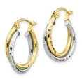 thumbnail image 2 of 10K Two-Tone Gold Earring Hoop Women'S 19 mm 17 Textured Twist Earrings, 2 of 3